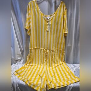 LuLaRoe Yellow and White Striped Jumpsuit
